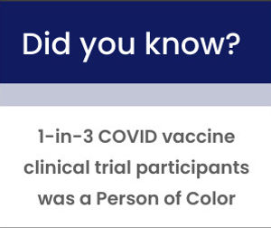 1-in-3 COVID vaccine clinical trial participants was a Person of Color.